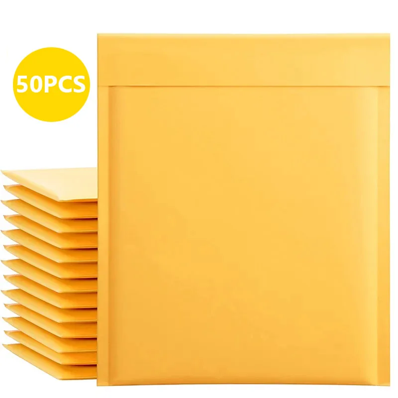 Enveloppes à Bulles en Papier Kraft de Différentes Spécifications, Sacs d\'Expédition Rembourrés, Lot de 50 Pièces