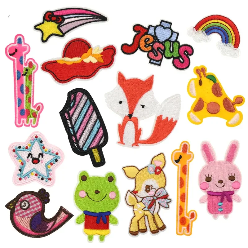 

Iron on Fox Frog Giraffe Cartoon Patch for Children Clothes Kid Stripe Sewing Sticker on Clothing Patches on Wear DIY Girl Boy