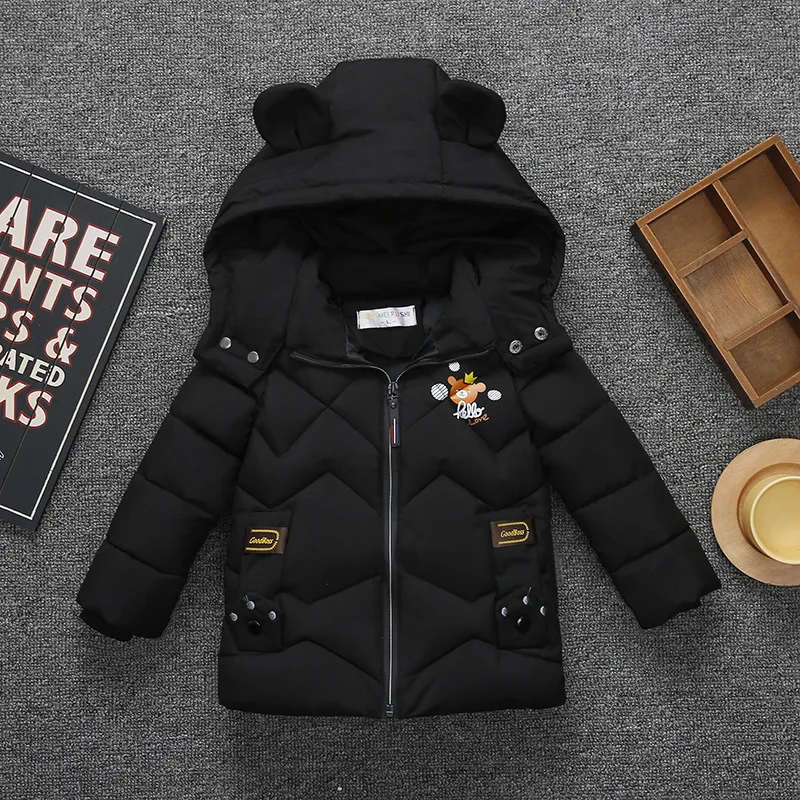 2 3 4 5 Years Boys Jacket New Fashion Autumn Winter Keep Warm Coats For Kids Clothes Cute Little Bear Hooded Zipper Baby Outwear