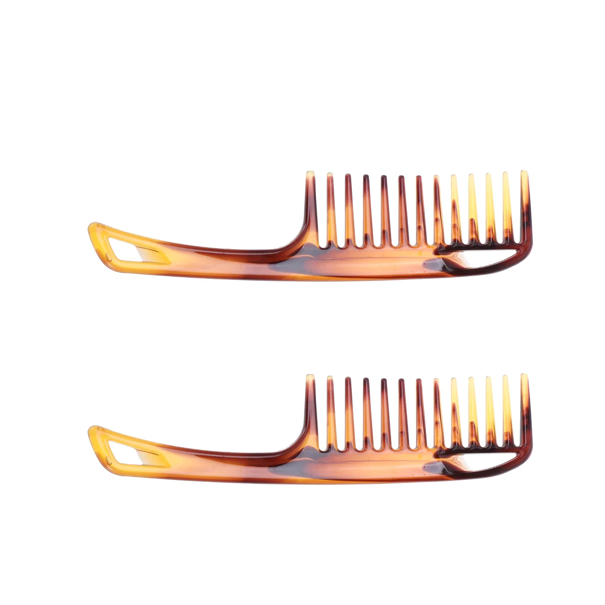 

2pcs Wide Tooth Comb Long Handle Pp Material Smooth Hair Styling Tool For Pomade Slicked-Back Hairstyle Retro Design