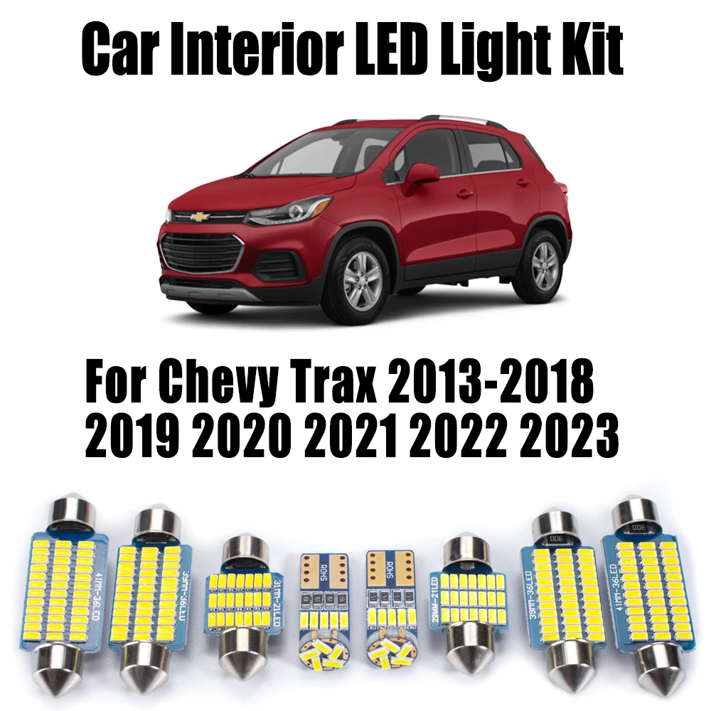 

13Pcs Canbus LED Interior License Plate Map Dome Vanity Mirror Light Kit For Chevrolet Chevy Trax 2013-2020 2020 2021 2022 2023