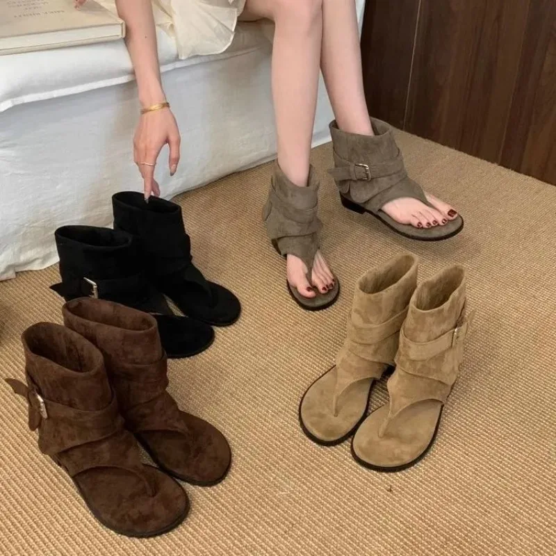 Clip Toe Flats Sandals Summer Fashion Trend Trouser 2026 Boots Casual Dress Street Style Shoes