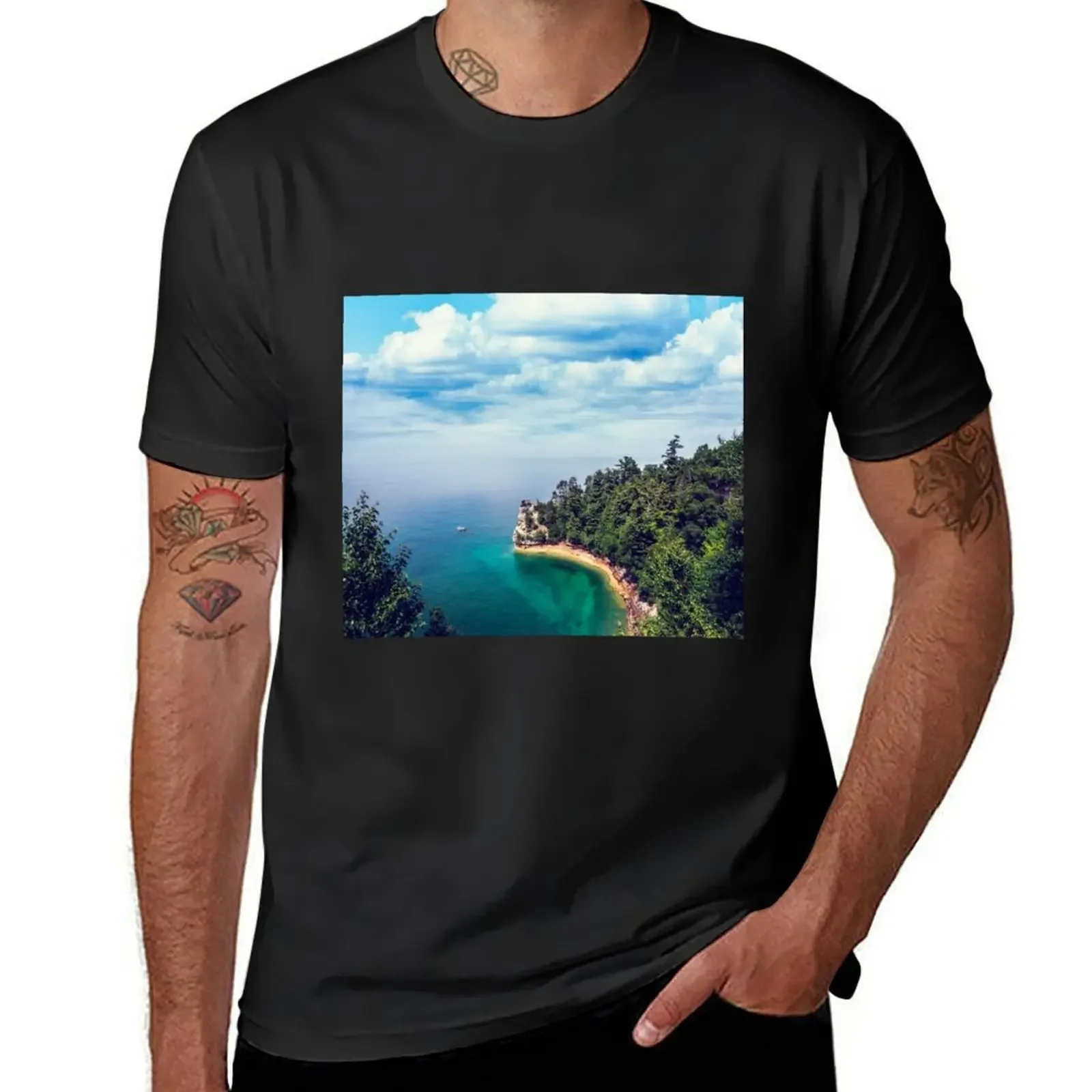 Miners Castle rock formation T-Shirt anime anime tshirt tees graphic t shirt vintage men graphic t shirts