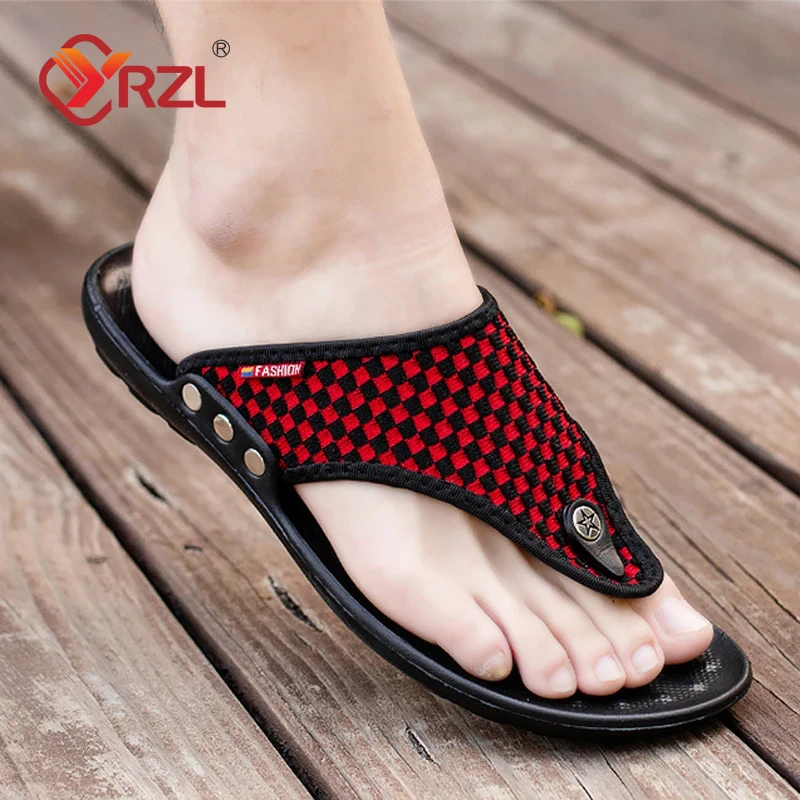 YRZL Men Summer Slippers High Quality Beach Sandals Comfortable Fashion Men Bathroom Slippers Non Slip Flip Flops Footwear 2024