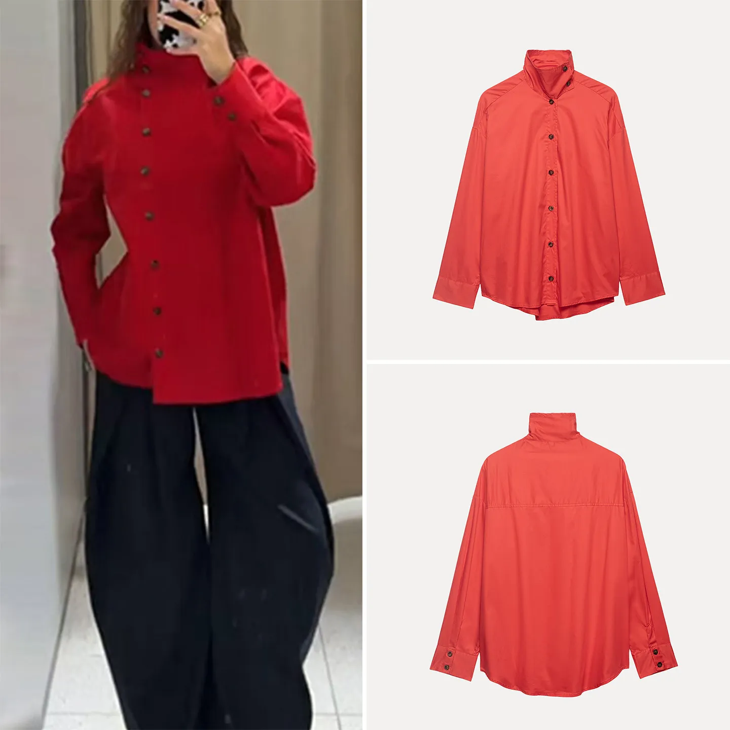 

Женская модная летняя рубашка-жакет с одной пуговицей, воротником-стойкой, однотонная, универсальная верхняя одежда для повседневной носки, элегантный деловой стиль