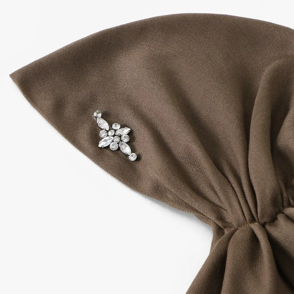 Gift Cotton Linen Rhinestone Hijab Hat Soft Skin-friendly Solid Color Headscarf Elasticity Modest Fashion Head Wrap Cap Wedding