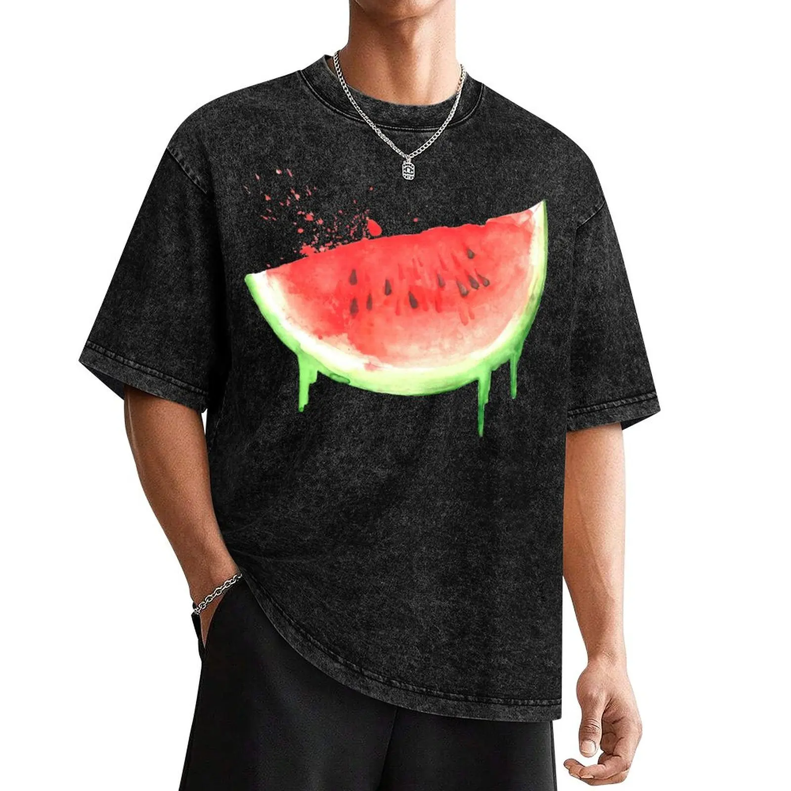

Watercolor Watermelon T-Shirt valentines clothes football t shirt blue archive clothes mens fashion