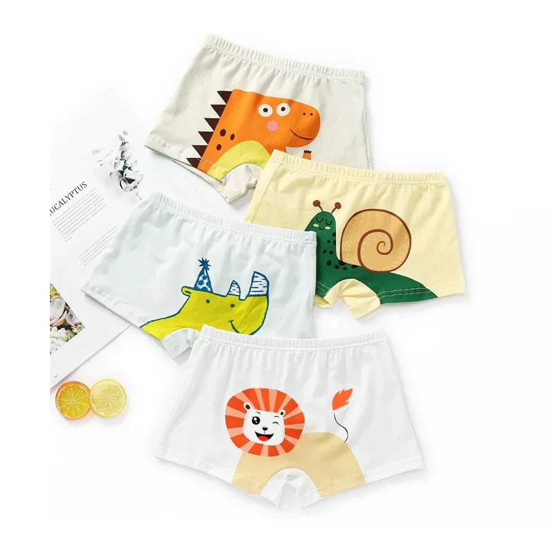 

4PCS Kid Cotton Cartoon Antibacterial Panties for Boy Thin Soft Breathable Briefs 3+y Young Child Underwears Girl Cute Knickers