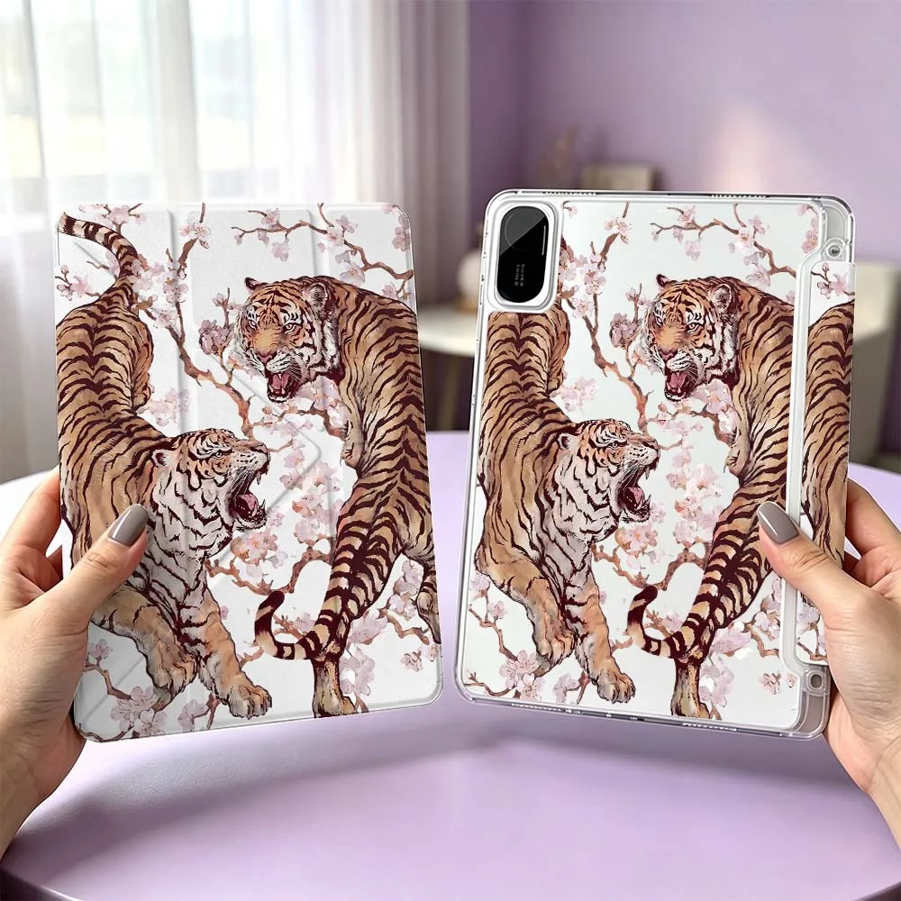 Tiger Cherry Blossom Art For Xiaomi Redmi Poco Pad 8 7 6 5 C1 SE 9.7 11.2 12.1 11 inch 3Y Tablet Case Cool