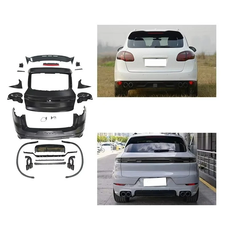 

958 Upgrade 9y0.2 2025 Rear Bumper Matte Black Rear Light Upgrade Kit 1:1 Rear Spoiler for 2011-2017
