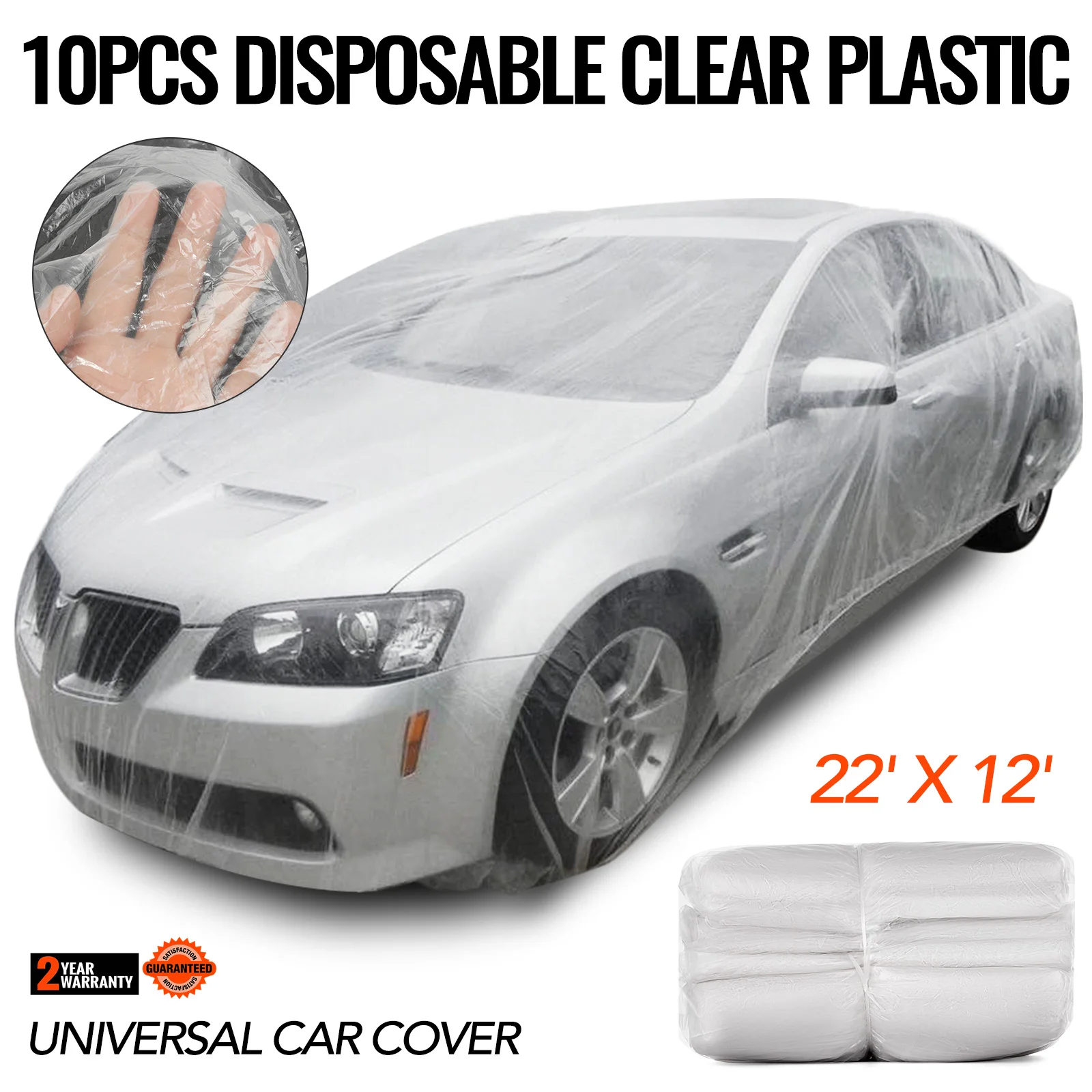 VEVOR Plastic Universal Full Car Cover 10 Individual Packages Disposable 3.8 X 6.6 m Size Rain Dust Shelter for Most Sedan Car