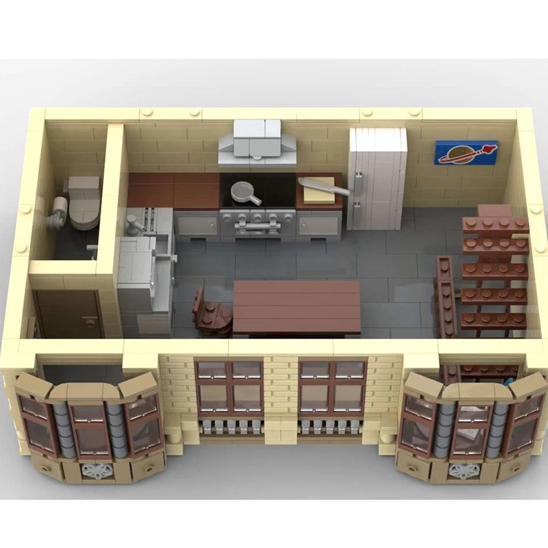 Street View Moc Baustein Modular Town House 'Print'n Copy' Gebäudemodell Technologie Ziegel DIY Montage Spielzeug Urlaub Geschenke