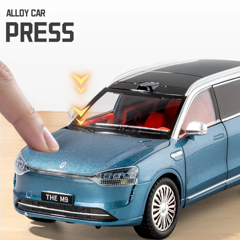 新型 1:24 AITO M9 SUV キーコントロール合金製カーモデル サウンド＆ライト プルバック式 子供のおもちゃ コレクション 誕生日プレゼント