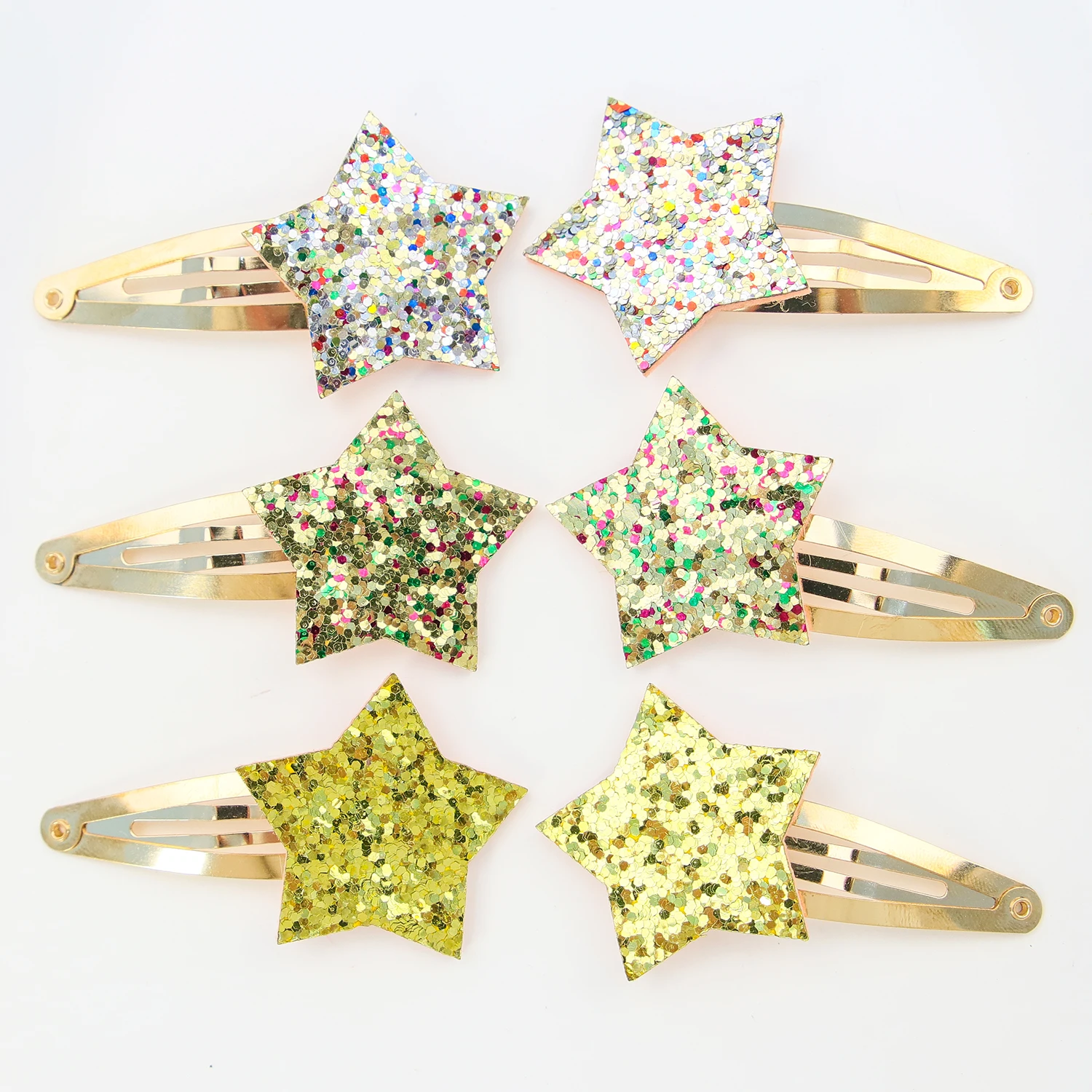 6/18pcs Sparkly Star Hair Clips Girls Snap BB Hair Clips Hairpins Glitter Star Shaped Barrettes Clips Children Kids Headwear