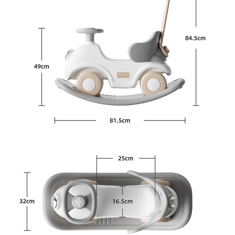 Girello per bambini con cavallo a dondolo e auto a spinta Sedile antiribaltamento stabile 2 in 1 Supporto a quattro punti per giochi a casa