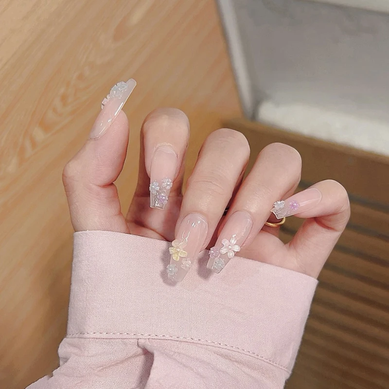 50 pçs cinco pétalas flor encantos da arte do prego brilho 3d decoração do prego macaron cor manicure acessórios material de resina diy