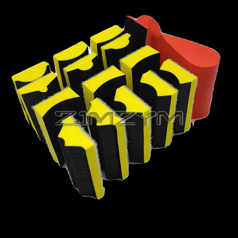 14/16pcs Contoured Sanding Block Set Hook Loop Foam Material Hand Sander Block Convex Concave Shapes for Sander Wood