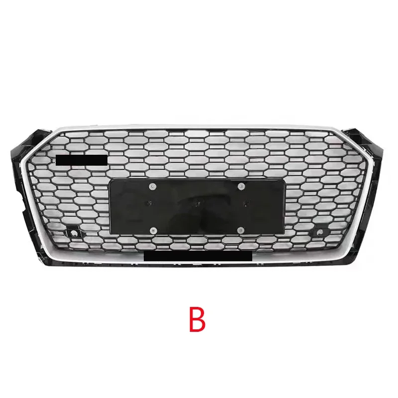 For RS5 Style Car Styling Front Mesh Grill Grille Black ABS Fit for Audi A5/S5 B9 2017 2018 2019 Without Emblem