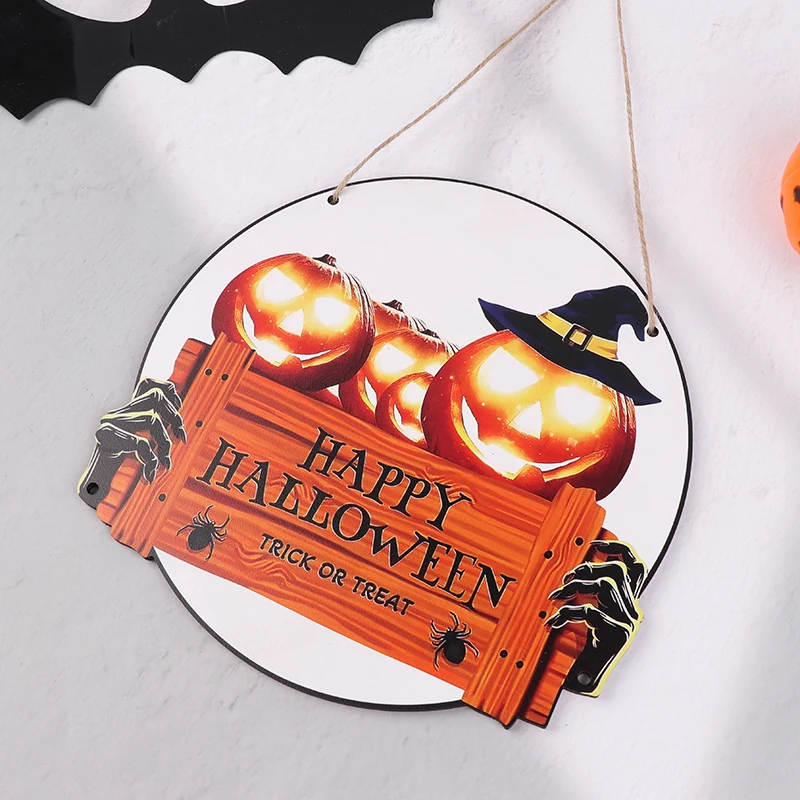 Halloween Wooden Sign Adequado para Festa, Abóbora com Chapéu, Decoração do feriado