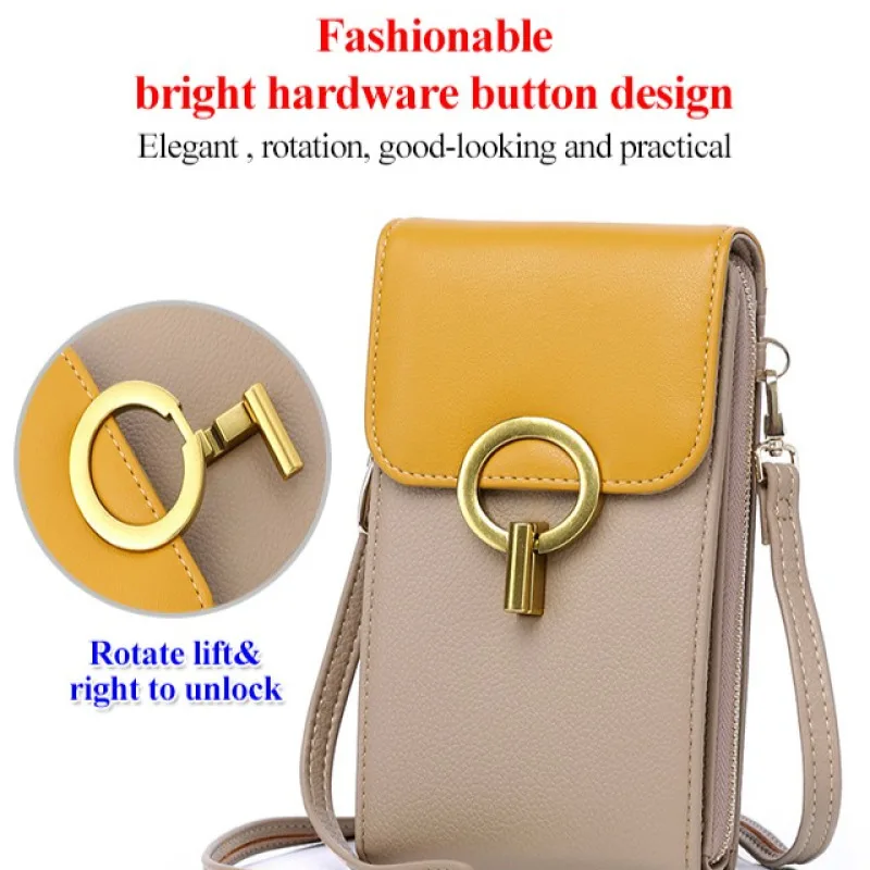 กระเป๋าสะพายหนัง PU สำหรับผู้หญิงกระเป๋าหิ้วมีฝาปิดขนาดเล็กคุณภาพสูงกระเป๋าโทรศัพท์เซลล์แนวตั้งสำหรับผู้หญิง