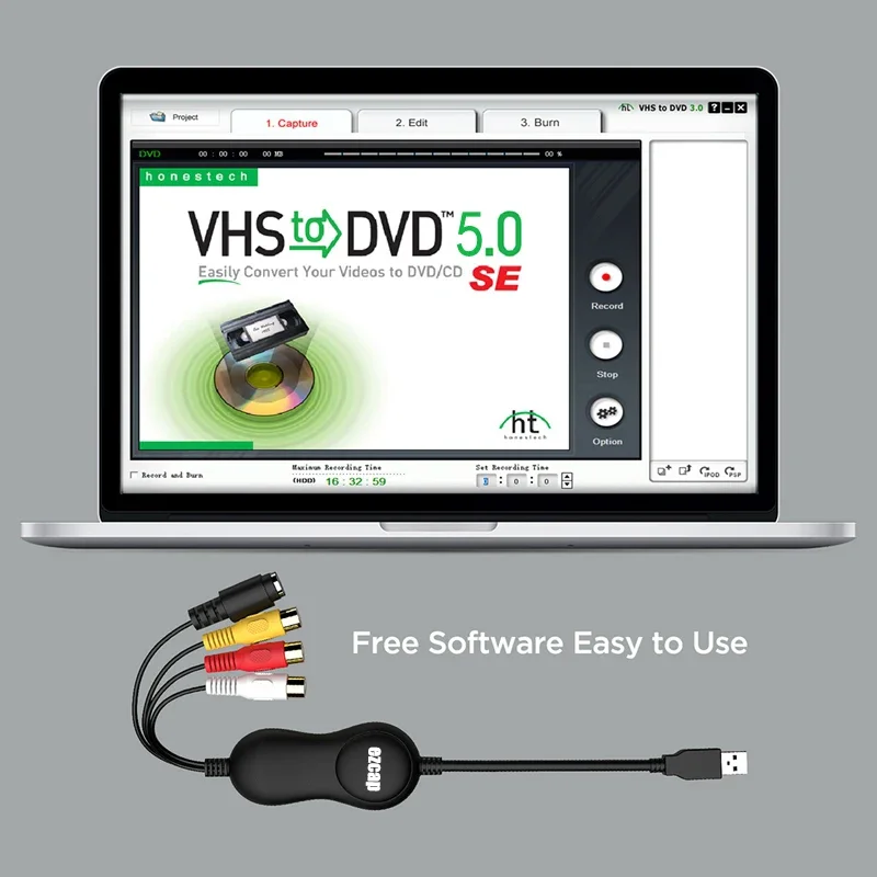 Ezcap159 USB2.0 Audio Video Capture Card CVBS AV RCA S-Video Recording Device for V8 Hi8 DVD VHS DVR Player Camcorder To PC