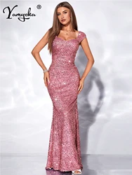 Sexy pink maxi sequin summer dress women elegant prom long wedding dresses luxury birthday party evening dress vestidos vintage