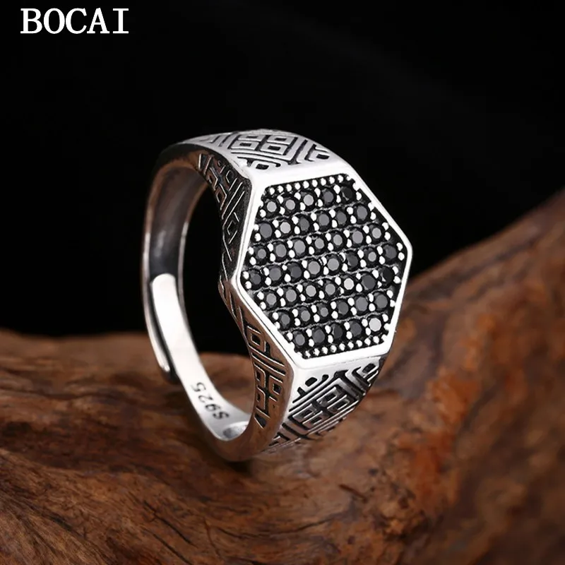 

BOCAI S925 Sterling Silver Simple And Versatile Zircon Ring