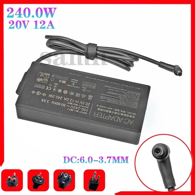 Ładowarka 20V 12A 240W 6.0*3.7MM ADP-240EB B Zasilacz do laptopa ASUS ROG Strix Scar 15 GX550LXS RTX2080 G533QS G533QS-XS98Q