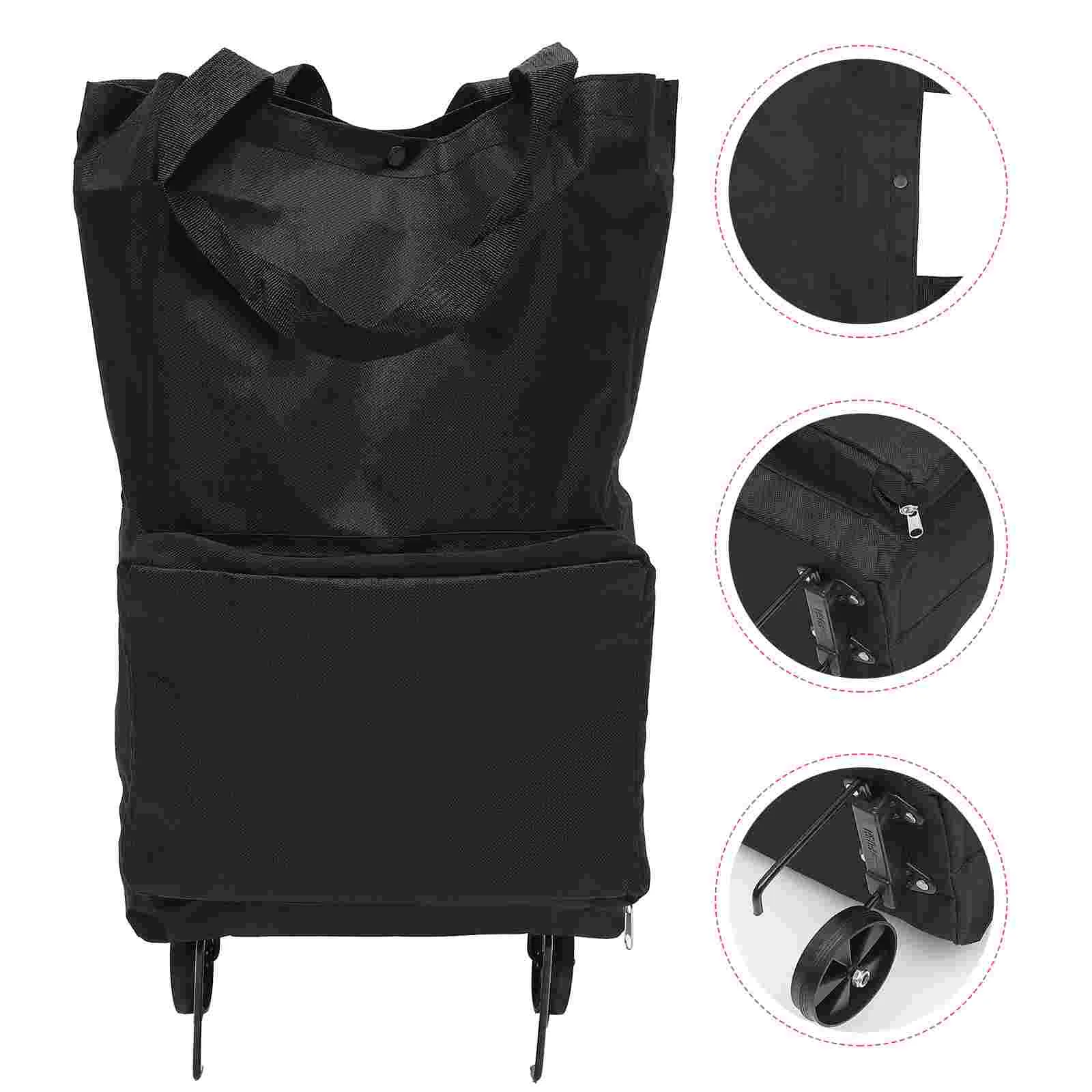 Tug Bag Shopping Pouch with Wheel Foldable Large Trolley Laundry Outdoor Storage Grocery Reusable Carts Hand