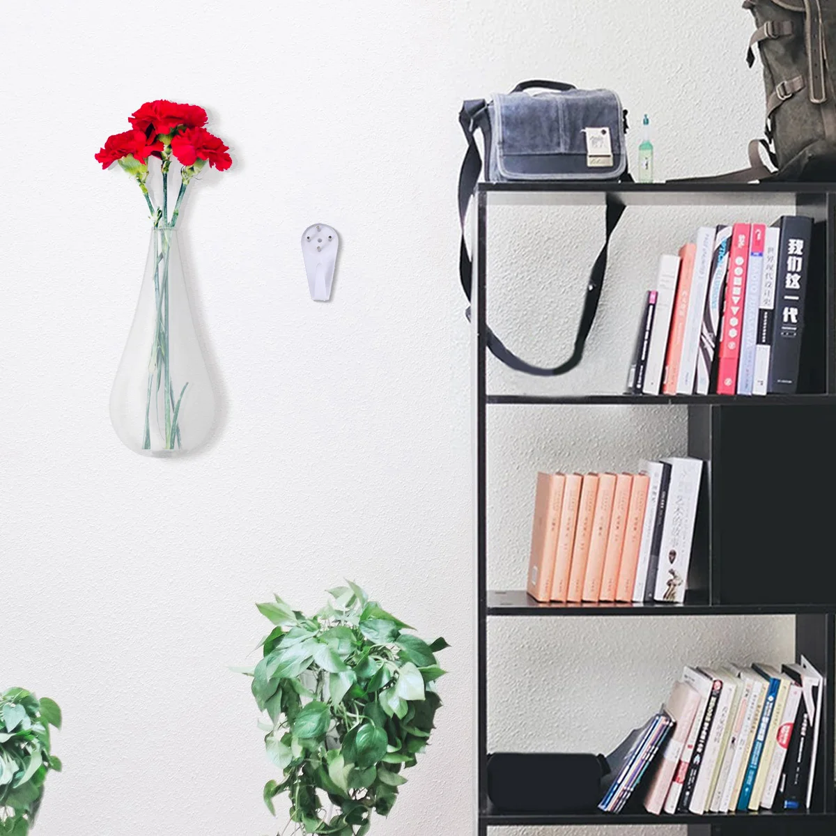 

1Pcs Wall Mount Glass Fish Tank Flower Vase 8x18cm Water Drop Shape Hydroponics Container for Home Office Hotel