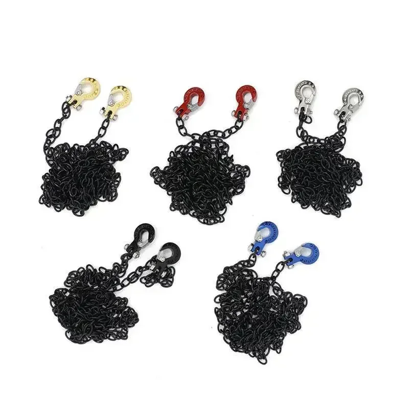 Metal CNC Trailer Hook Winch Hook With Trailer Chain Accessories for 1/10 RC Car Axial SCX10 TRX4 D90 Tamiya CC01