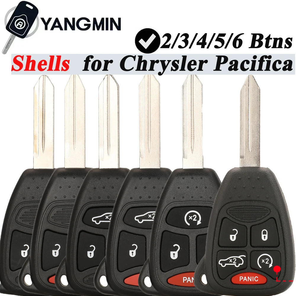 

YANGMIN Car Key Shell Case 2 /3/4/ 5 / 6 Buttons for Chrysler Pacifica Aspen 300 Dodge RAM Caravan Jeep Commander Grand Cherokee