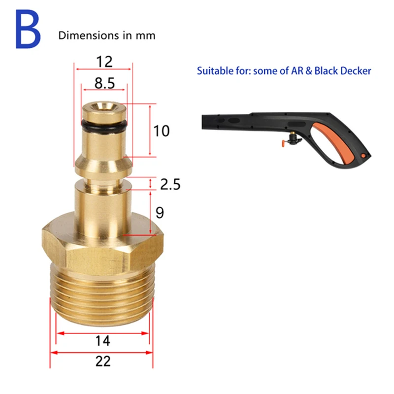 Imagem -04 - Lavadora o Mangueira Adaptador Tubo de Pressão Conector Rápido Conversor de Encaixe para Karcher Lavor Bosch Arruela M22 de Alta Pressã