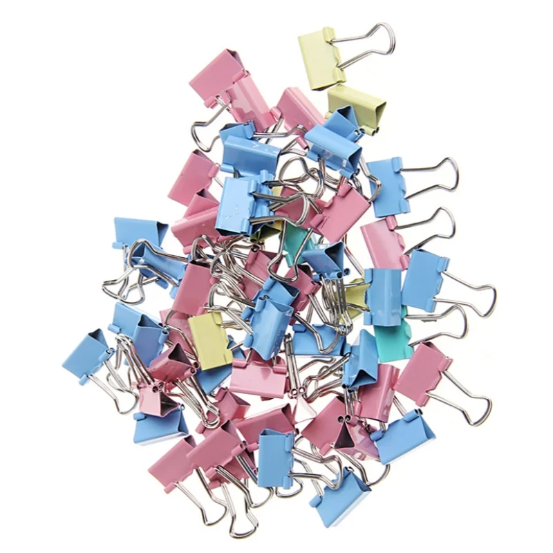 60 個のカラフルな金属バインダークリップファイル紙クリップ事務用品 15 ミリメートル幅ドロップシップ