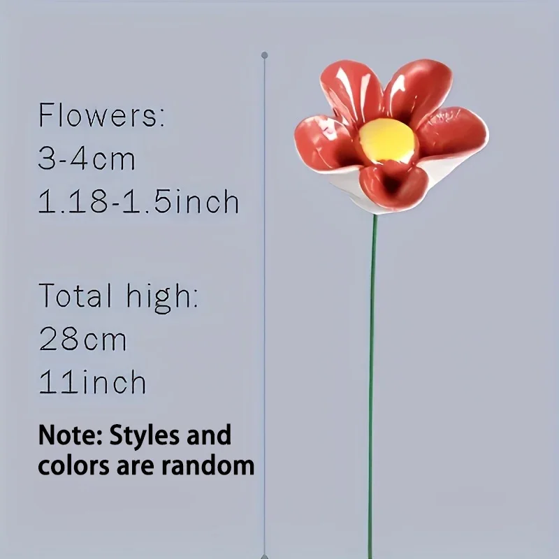6 زهور سيراميك مصنوعة يدويًا لتزيين الأزهار هدية مثالية لعام جديد لحفلات الزفاف وعيد الحب ديكور منزلي داخلي/خارجي
