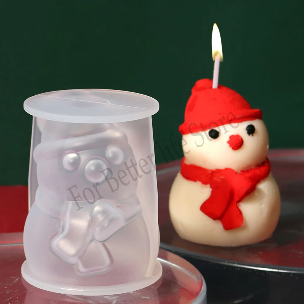 1 pz 3D albero di natale pupazzo di neve stampo per candele in Silicone fai da te fatto a mano aromaterapia gesso resina artigianale per la