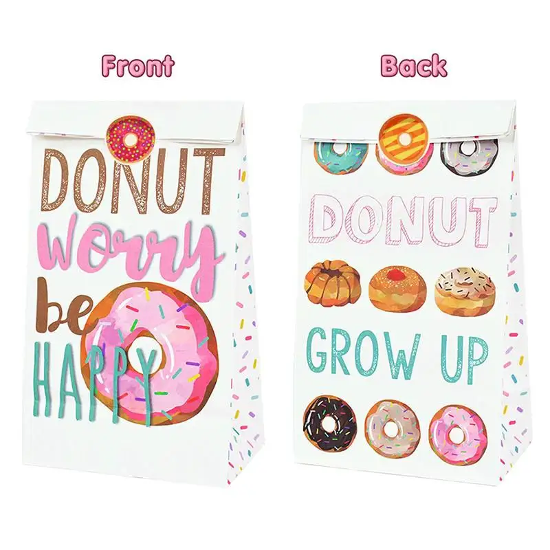 1Set Donut Party Decoration Disposable Tableware Plate Cup Napkins Candy Gift Bags Kids Baby Girl 1st Birthday Party Supplies