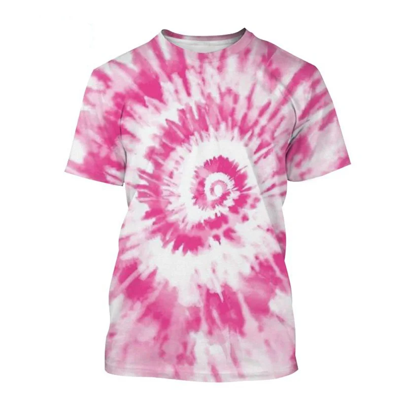 3D Printing Neon Shirt Men And Women Spiral Circle Tees Gradient Color Tie-dye Pattern T Shirt Casual Fashion Short Sleeve Tops