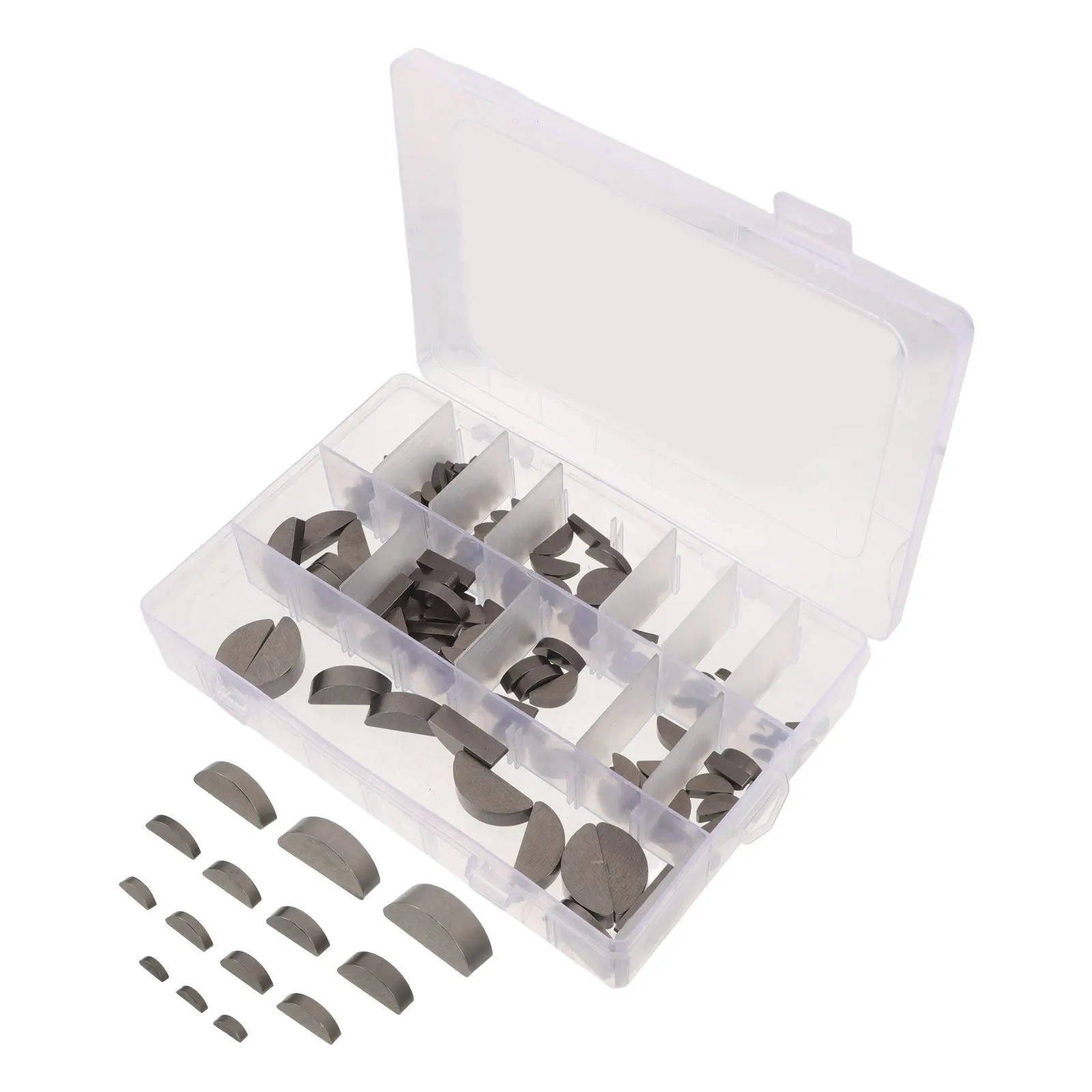 164 Piece Woodruff Key Assortment Kit Carbon Steel Metric Half Moon Shaft Key Set for Engine Drive Repair