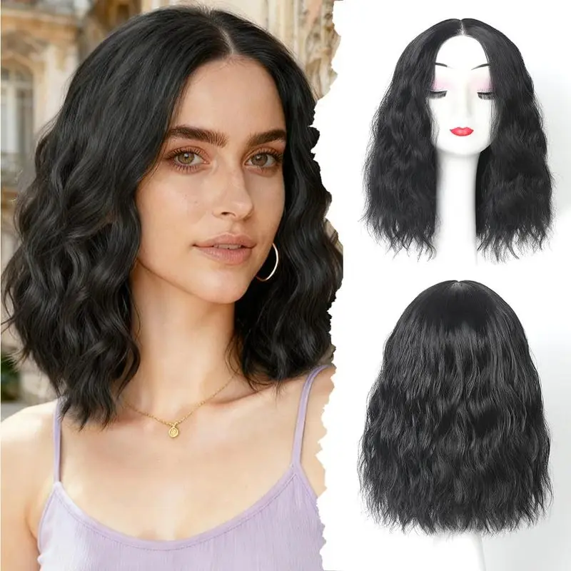 new-european-and-american-women's-t-shaped-lace-wig-with-multi-colored-water-ripple-short-curls