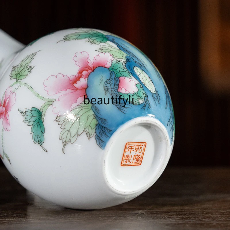 Pastel flower blooming rich gallbladder Jingdezhen ceramic entrance home decoration high-end gift ornament