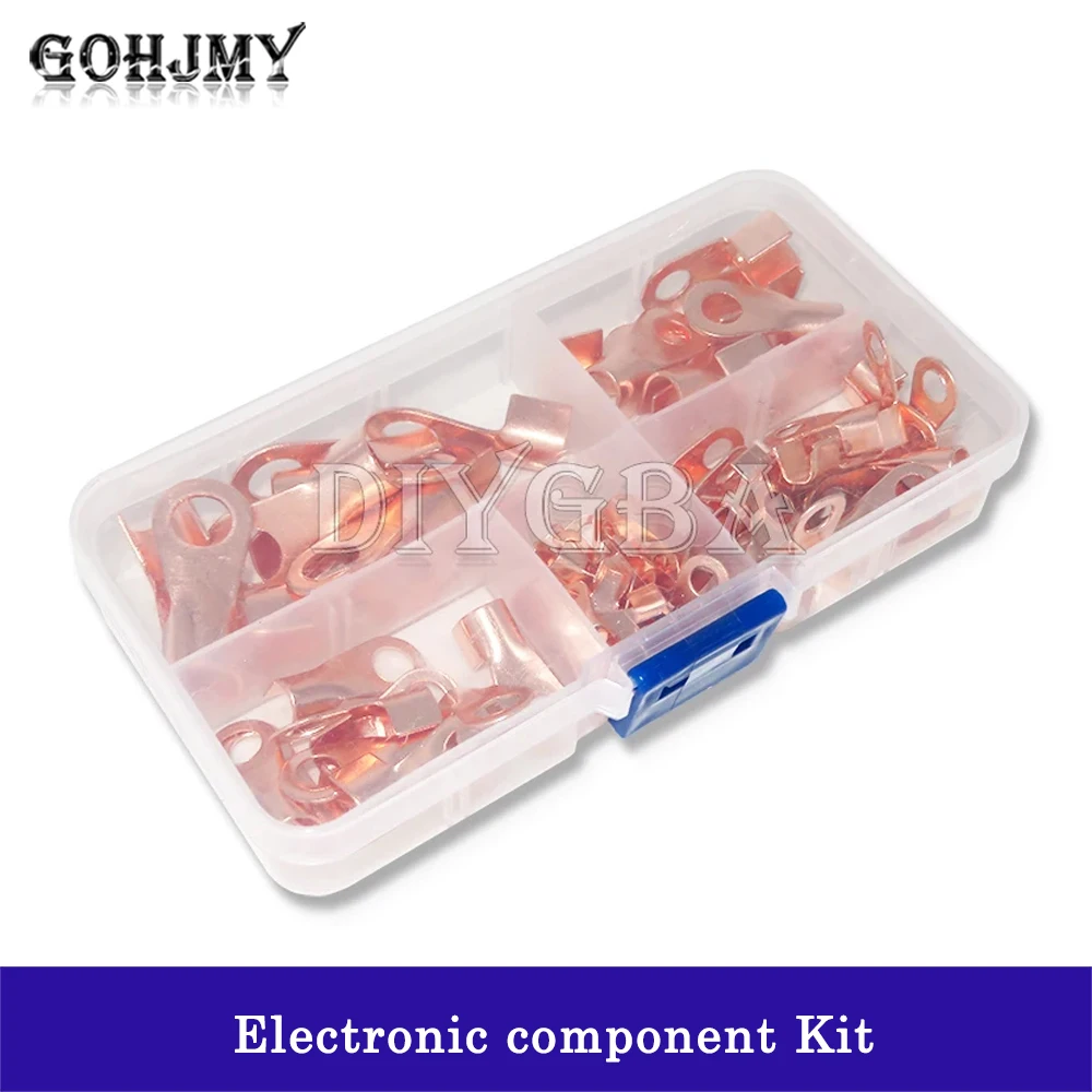 Cable Connector Copper Battery Terminal Open Lugs Wire Terminals OT-3A OT-10A OT20A OT40A OT-60A Wire Terminals 80PCS/Set GOHJMY