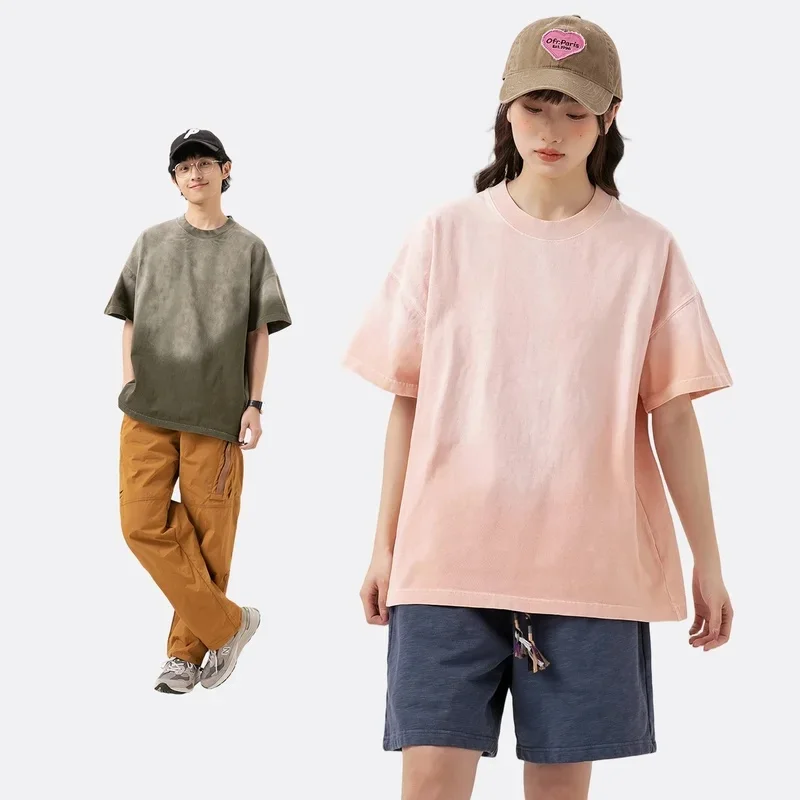 300g High Quality Cotton Tshirt Men Streetwear Fashion Hip Hop Oversize Loose Short Sleeve T-shirt Women Vintage T Shirt view 2