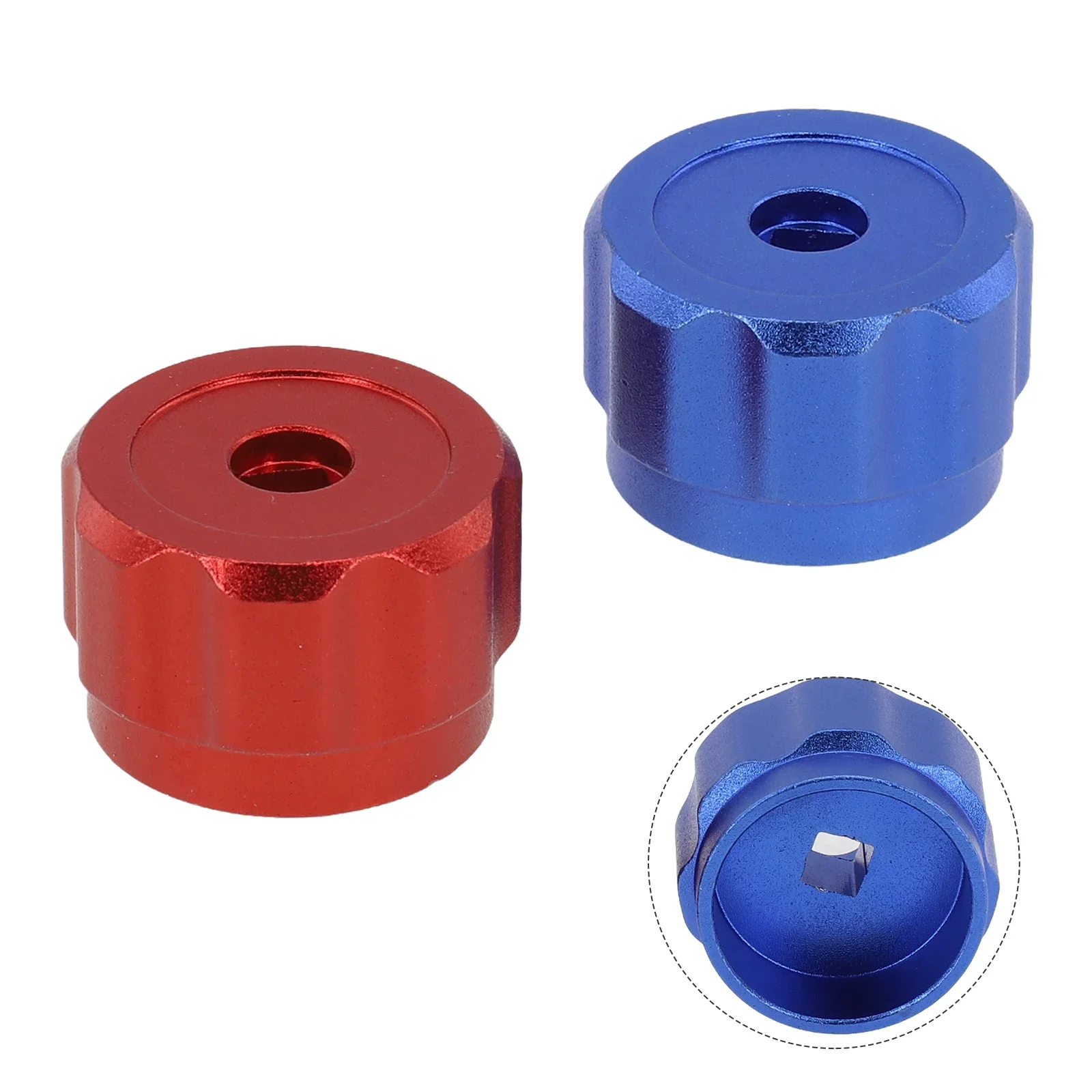 Imagem -04 - Condicionado Manutenção Essencial Liga de Alumínio Punho de Roda Redonda Manifold Gauges Knob Vermelho e Azul ar
