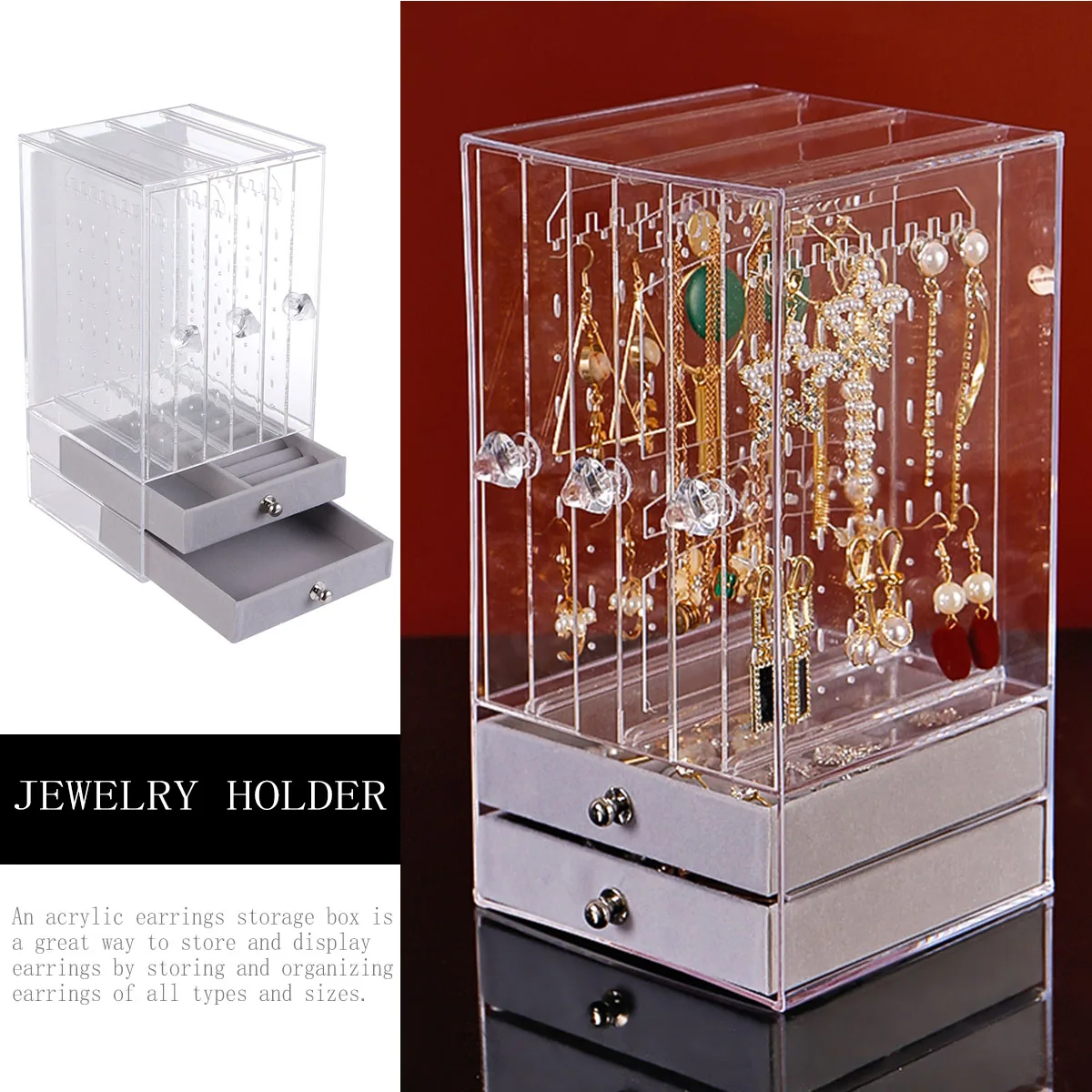 

Bracelet Earring Storage Box Woman Jewelry Acrylic Acid Container Transparent Case