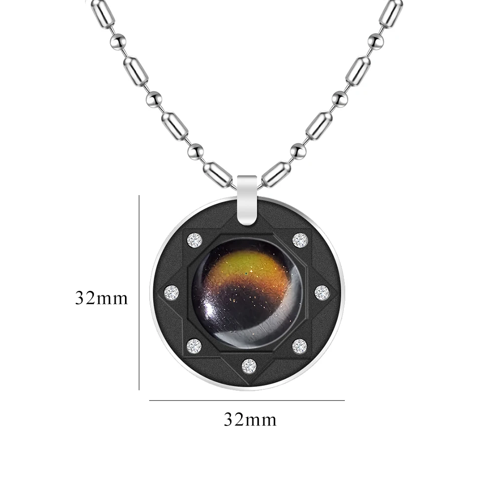 Volcanic Stone Pendant Energy Round Necklace For Men Stainless Steel Chain Link Health Jewelry Accessories Wholesale