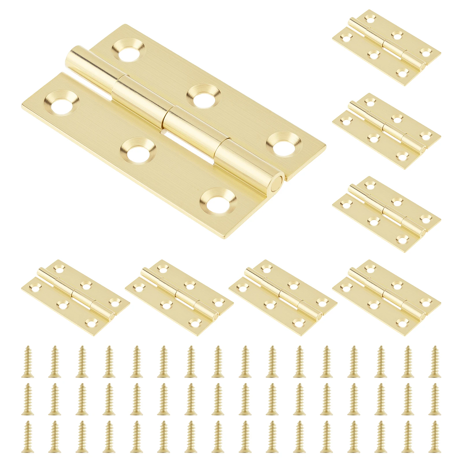 8pcs Solid Brass Folding Butt Hinges for Jewelry Box Small Wooden Boxes Cabinet 1.5 2 2.5 3 inch Mini Hinges with 48 Pcs Screws