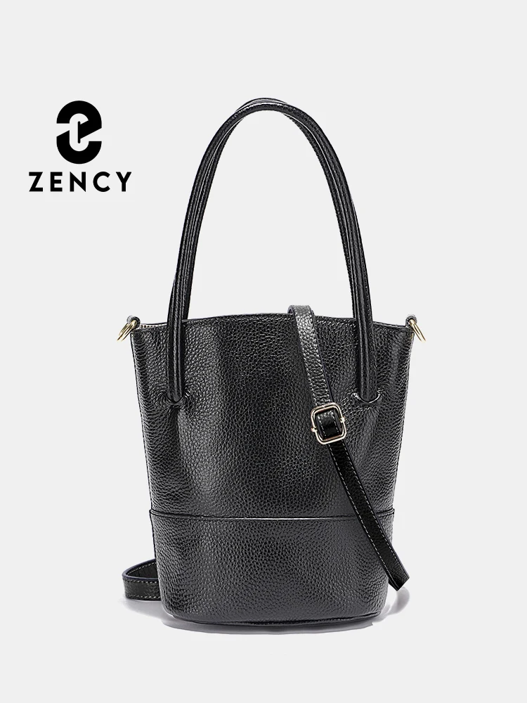 

Zency Women Summer Handbag Shoulder Soft Leather Casual Bucket Bags Large Capacity Simple Small Purse For Phone Beige Grey Black