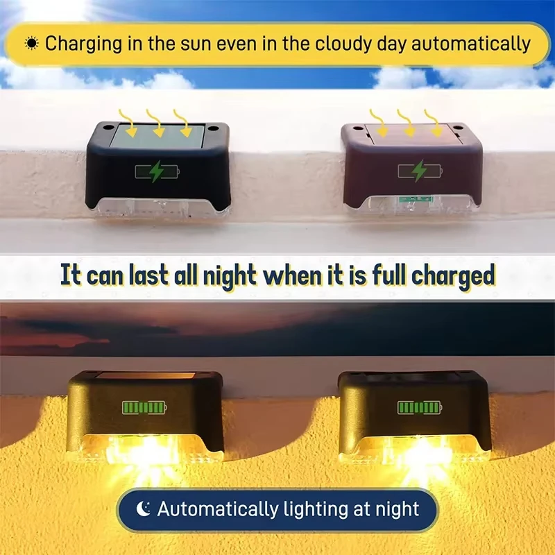 4/8/12/24Pcs Solar Deck Lights Outdoor Waterproof LED Fence Lights Step Garden Decorate Lamp for Patio Stairs Railing Pathway