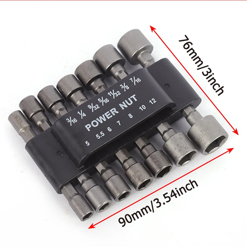 

9pcs Hex Socket Sleeve Nut Driver Set 5-13mm Screwdriver Bits Power Drill Adapter Hand Tools Set Metal Body for Home Repair